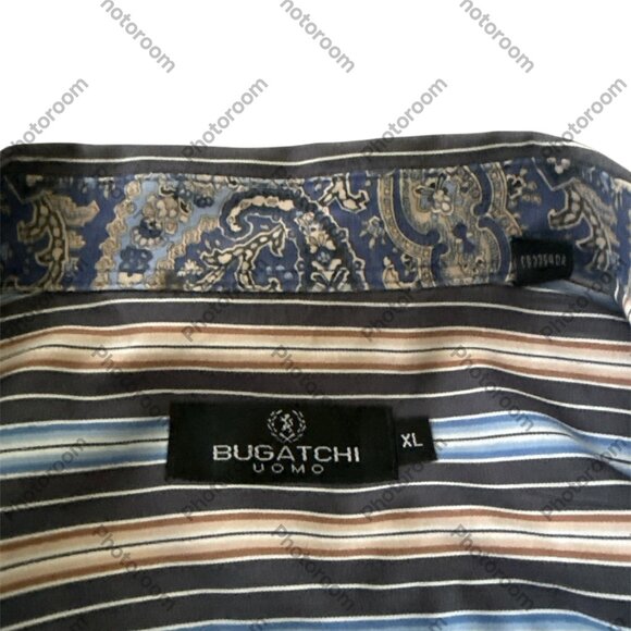 Bugatchi Mens Button Down Shirt XL Long Sleeve Striped - 100% Cotton - Picture 5 of 6